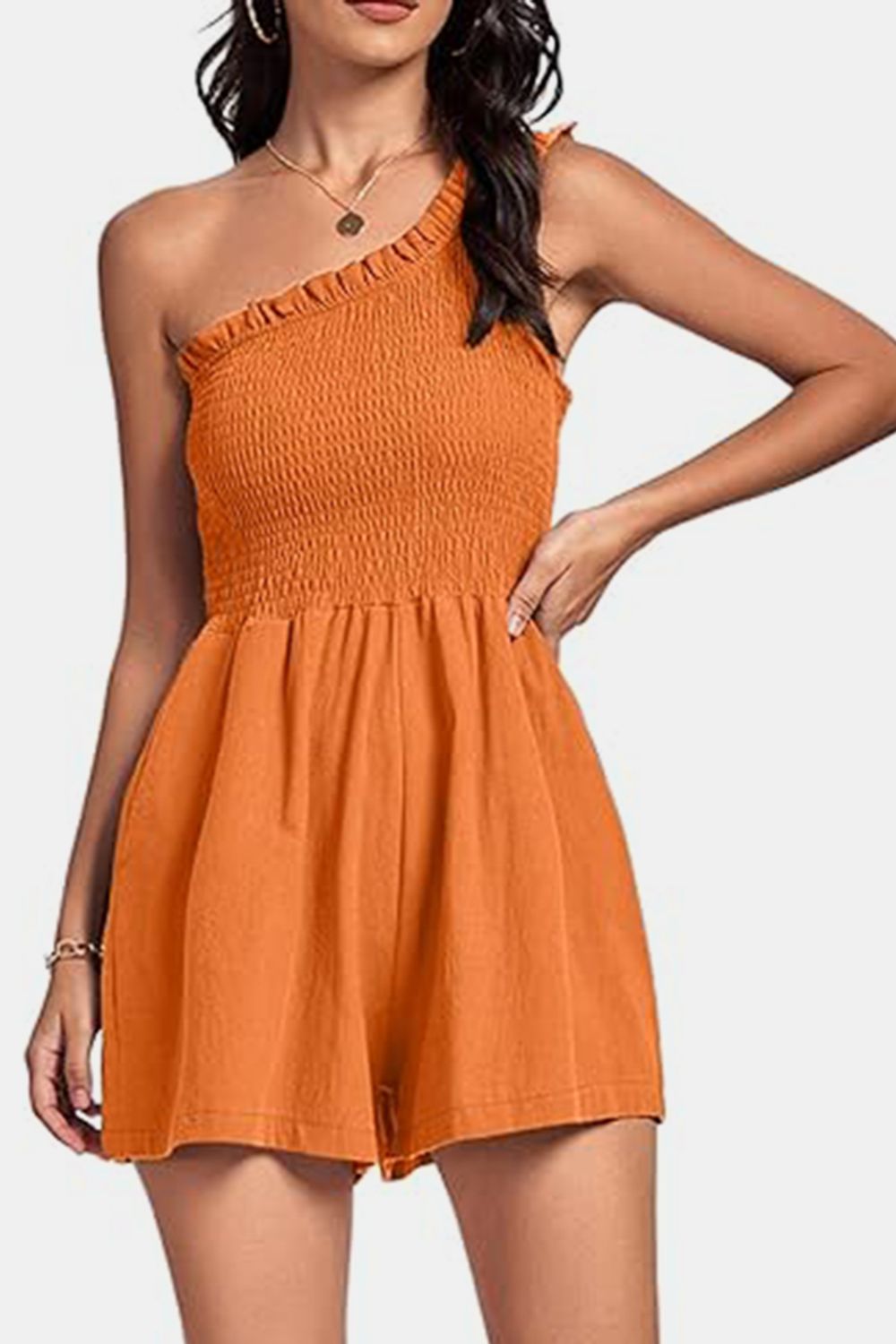 Smocked Single Shoulder Romper | Trendy & Flattering One-Piece