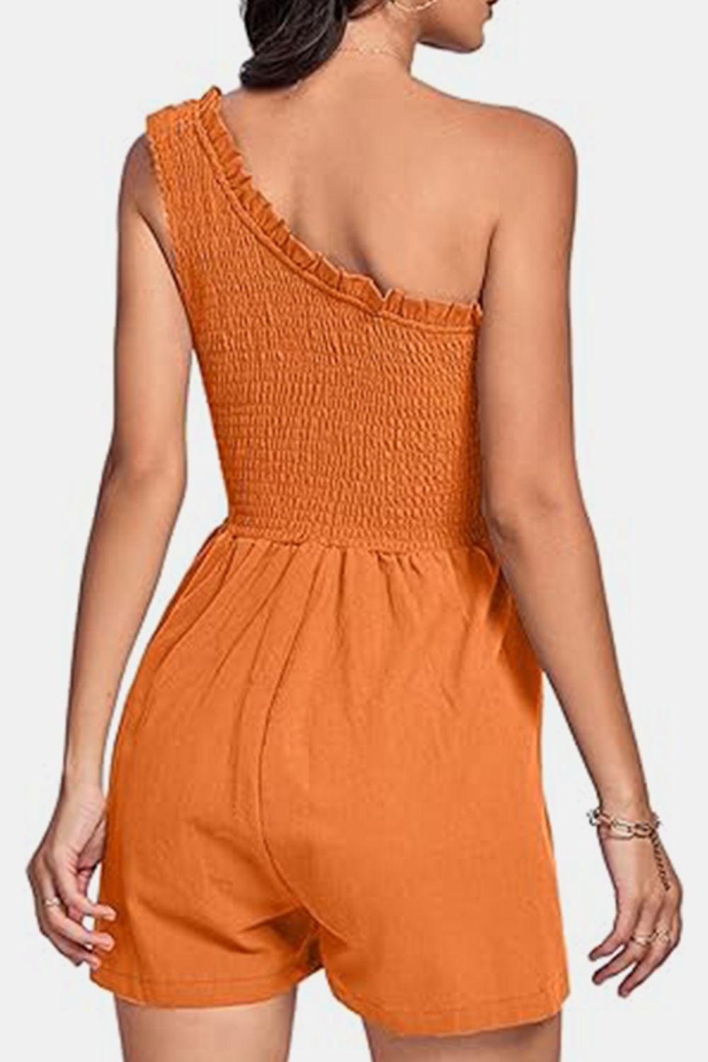 Smocked Single Shoulder Romper | Trendy & Flattering One-Piece