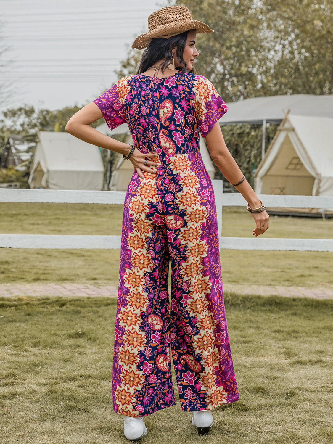 Tied V-Neck Short Sleeve Jumpsuit | Effortless Chic & Comfort