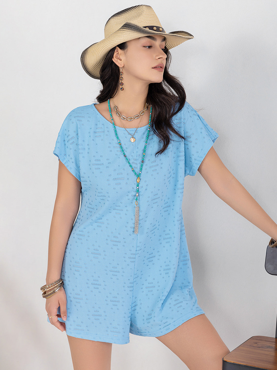 Round Neck Short Sleeve Romper – Casual & Comfy