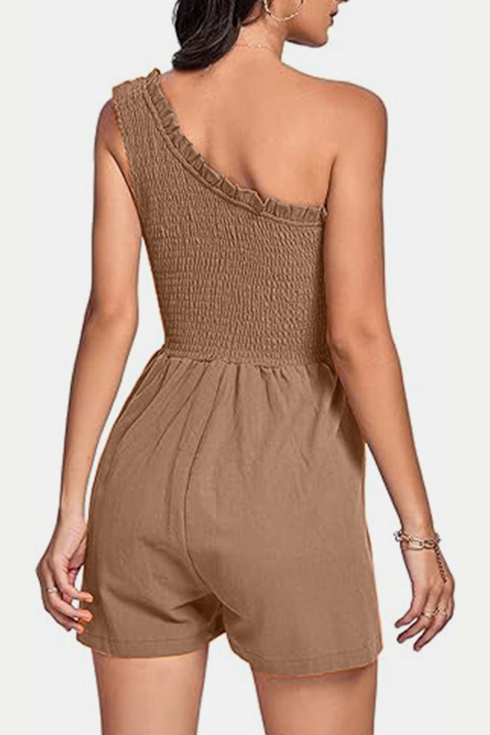 Smocked Single Shoulder Romper | Trendy & Flattering One-Piece