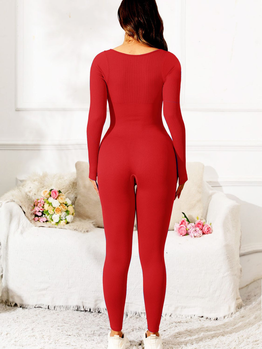 Scoop Neck Long Sleeve Active Jumpsuit – Sleek & Comfortable