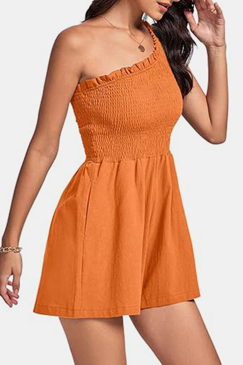 Smocked Single Shoulder Romper | Trendy & Flattering One-Piece