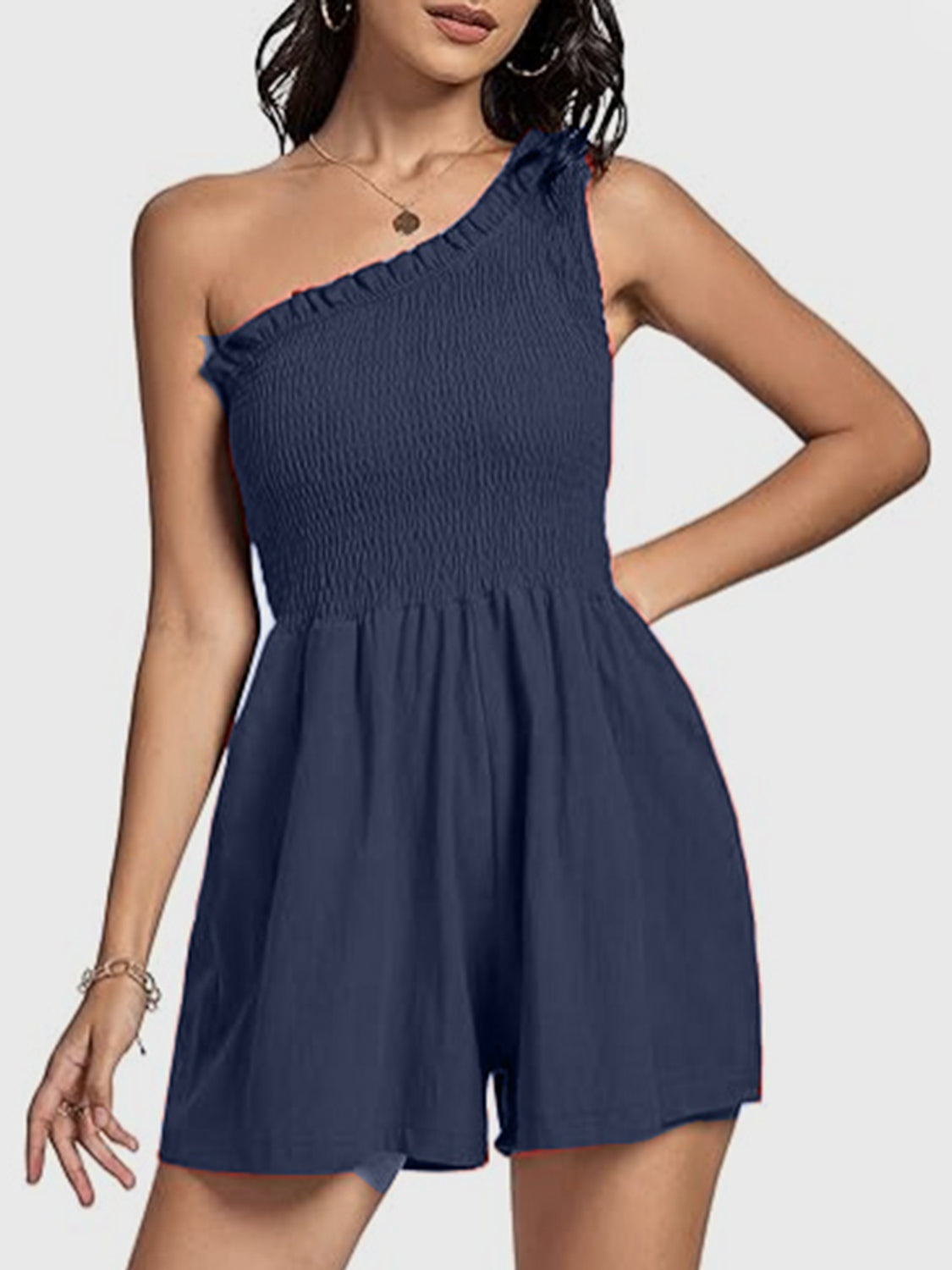 Smocked Single Shoulder Romper | Trendy & Flattering One-Piece