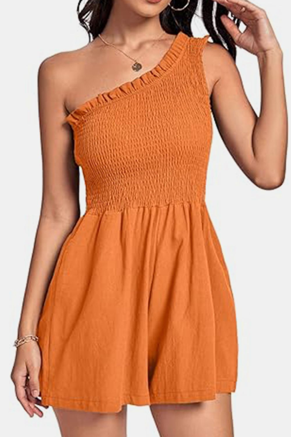 Smocked Single Shoulder Romper | Trendy & Flattering One-Piece