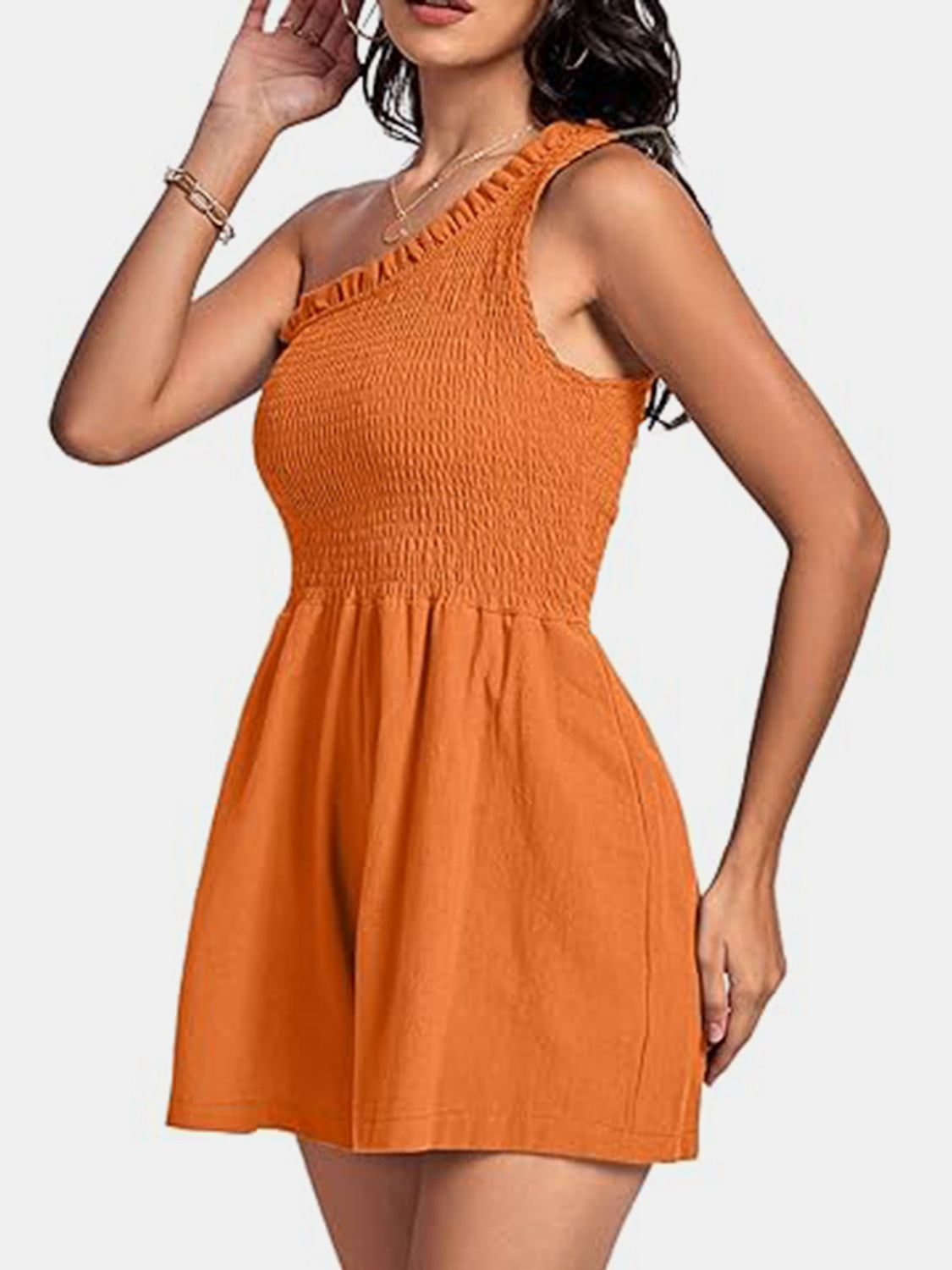 Smocked Single Shoulder Romper | Trendy & Flattering One-Piece