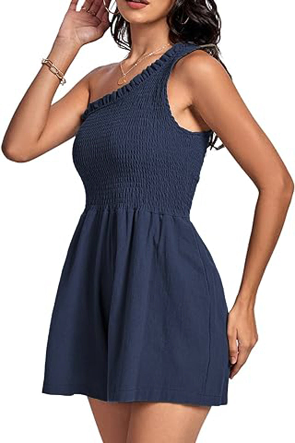 Smocked Single Shoulder Romper | Trendy & Flattering One-Piece