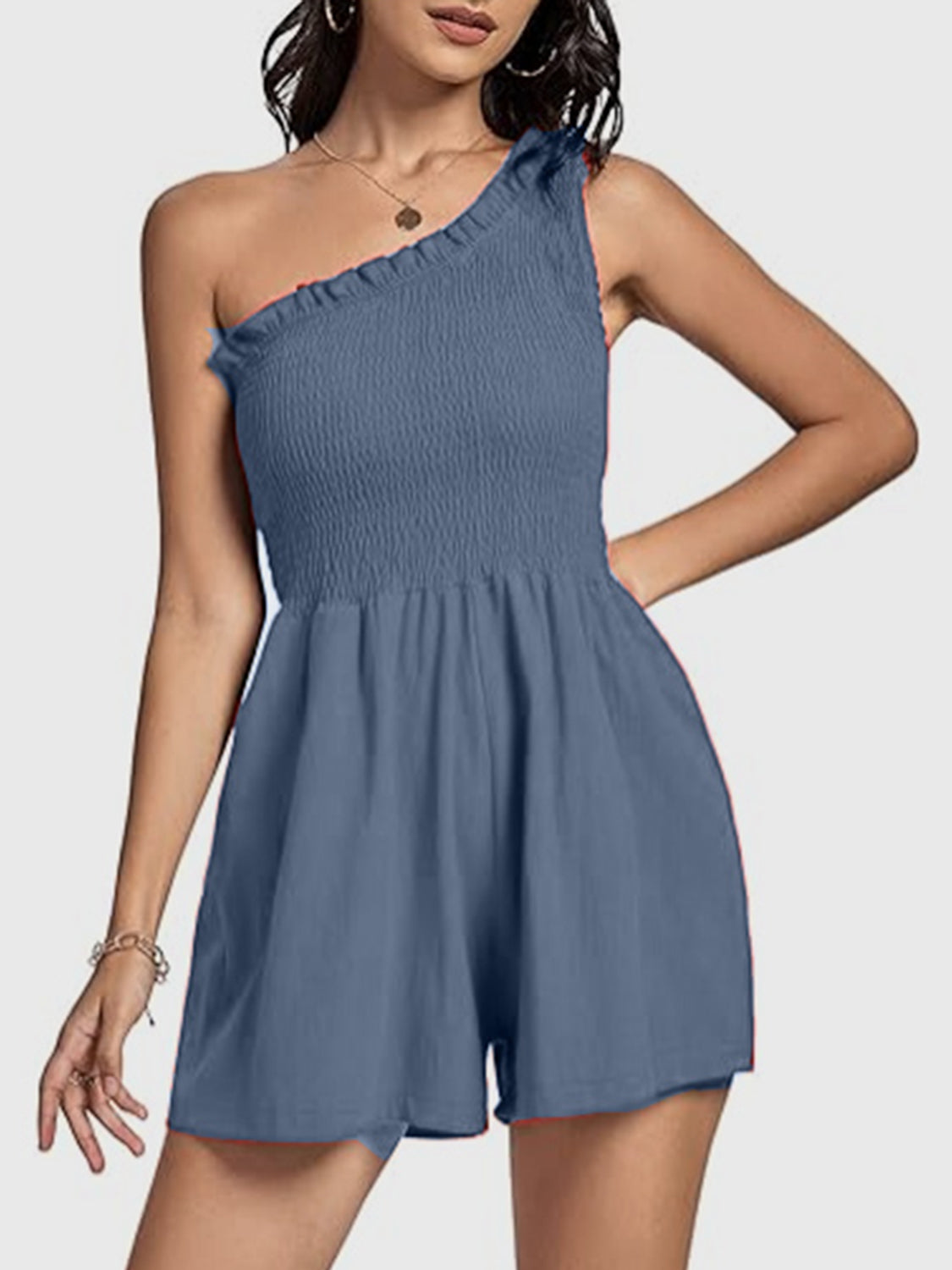 Smocked Single Shoulder Romper | Trendy & Flattering One-Piece